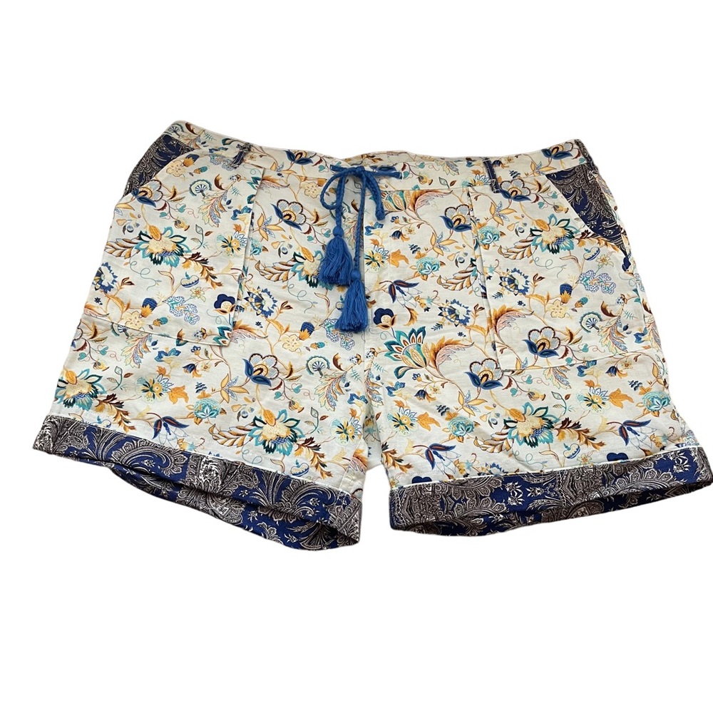 Sundance Kalini Linen Cotton Floral and Paisley Women's Shorts Size XL NWOT